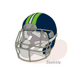 American Football Helmet With Seattle Seahawks