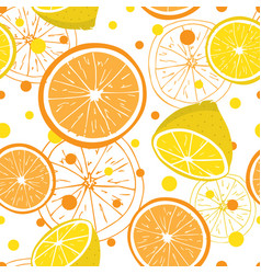 Seamless Leamon And Orange Fruits Pattern