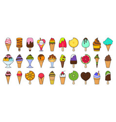 Ice Cream Color Set Icon Icon