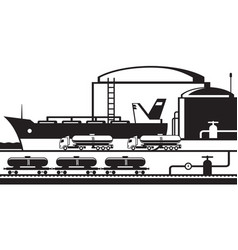 Tanker And Cisterns At Oil Terminal