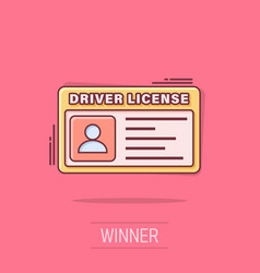 Driver License Icon In Comic Style Id Card