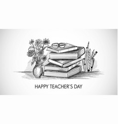 Happy teachers day sketch book design Royalty Free Vector