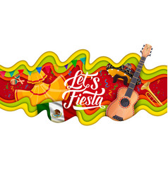 Mexican Fiesta Party Banner With Music Instruments