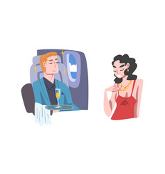 Rich And Wealthy Man And Woman Character On Plane