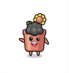 Sunflower Pot Character As The Afro Boy