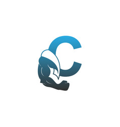 Letter C Logo Icon With Muscle Arm Design