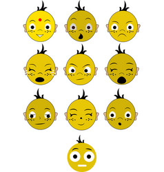 Set Of Emoji Faces In Different Expressions