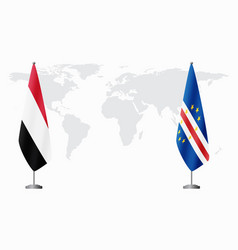 Yemen And Cape Verde Flags For Official Meeting