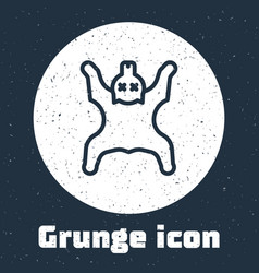 Grunge Line Bear Skin Icon Isolated On Grey