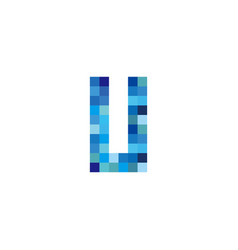 Letter U Pixels Blue Simple Logo Symbol