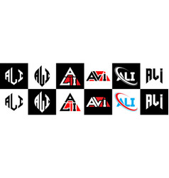 Ali Letter Logo Design In Six Style Polygon