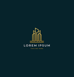 Elegant City Building Logo Modern Line Art