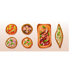 Isolated Pizza Top View Set