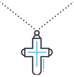 Cross Necklace Line Icon Outline Symbol