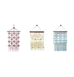 Set Macrame Wall Hangings Made Cotton Cord