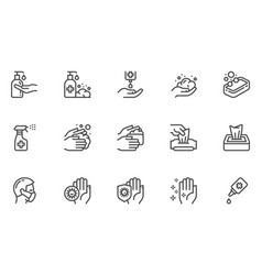 Hygiene And Protection From Infection Line Icons