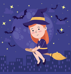 Witch Flying In Broom Scene