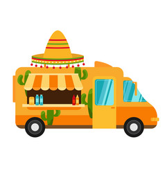 Flat Design Cartoon Food Truck