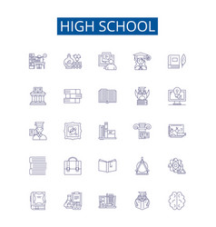 High School Line Icons Signs Set Design