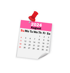 Pink Calendar 2024 August On Pin