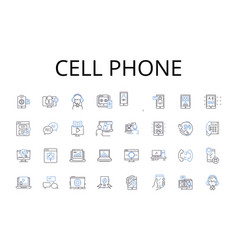 Cell Phone Line Icons Collection Mobile Ph