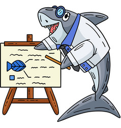 Professor Shark With Easel Canvas Cartoon Clipart