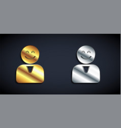 Gold And Silver Happy Customer Icon Isolated