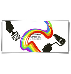 Roller And Brush In Hand Of Painter Business Card