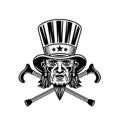 Uncle Sam Head Man In Cylinder Hat