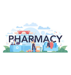 Pharmacy Typographic Header Pharmacist Preparing