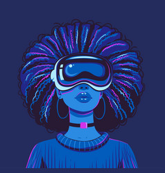 A Girl With Afro Hairstyle Wearing Virtual