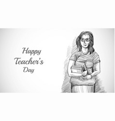 Hand Drawn Art Sketch Pretty Teacher