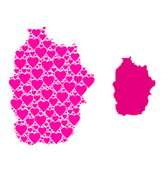 Pink Heart Mosaic Map Azores - Flores Island