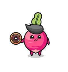 An Radish Character Eating A Doughnut