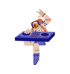 Astronaut Dances And Plays Music On Dj Mixing