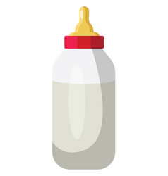 Baby Bottle With Red Lid On A White Background