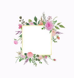 Floral Frame With Watercolor Flowers Ornament