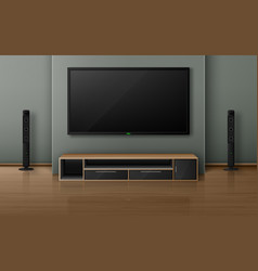 Home Theater With Tv Screen And Speakers