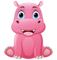 Cute Baby Hippo Cartoon Sitting