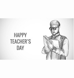 Hand Drawn Art Sketch Male Teacher With Teachers