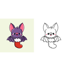 Kawaii New Year Bat Clipart Multicolored And Black