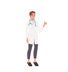 Male Doctor With Stethoscope And Thumb Up Cartoon