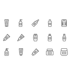 Cosmetic Bottles Line Icons