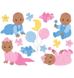 African American Baby Girl And Boy Set