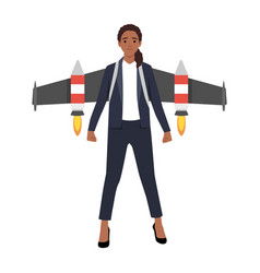 Business Woman With Jetpack And Graph Fling Up