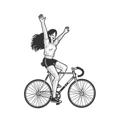 Girl Rides Bicycle Sketch