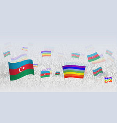 People Waving Peace Flags And Of Azerbaijan