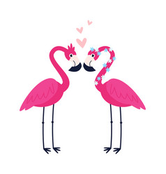 Two Flamingo Character In Love