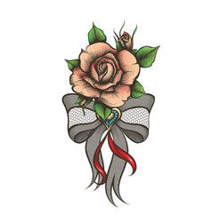 Rose Flower And Garter Bow Tattoo