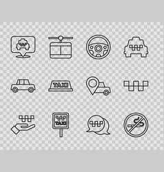 Set Line Hand With Taxi No Smoking Steering